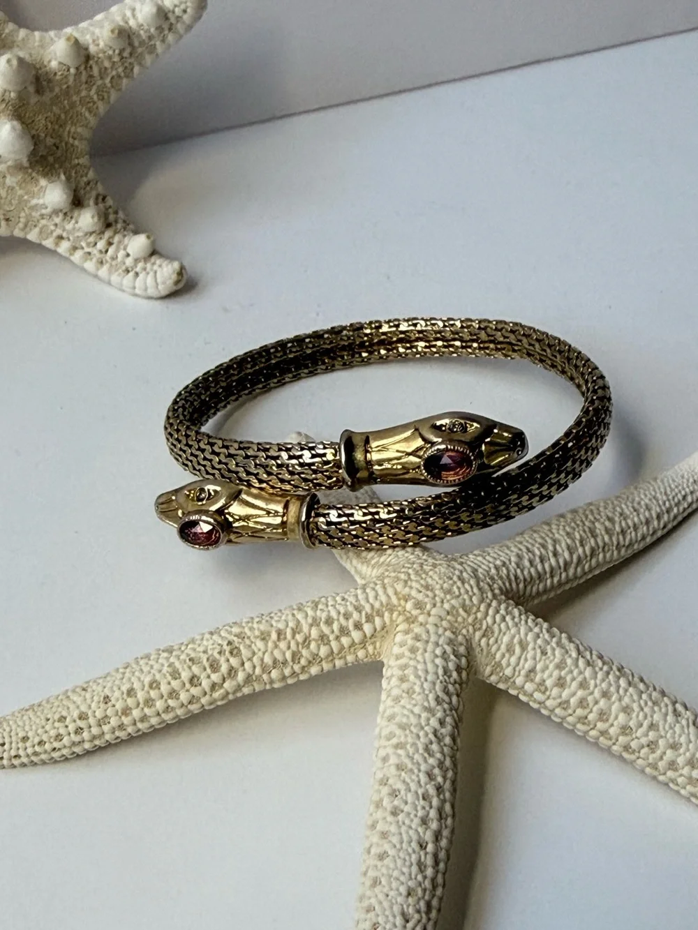 Stella & Dot snake bracelet gold tone, double headed snake bracelet